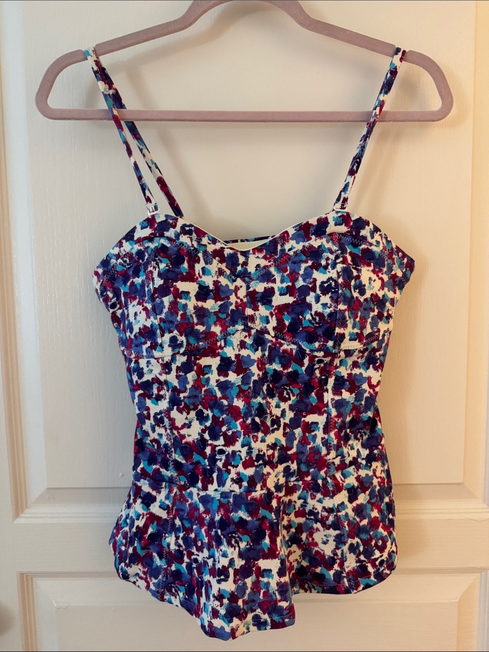 Jessica Simpson Cream Cami with Blue & Burgundy Trim
